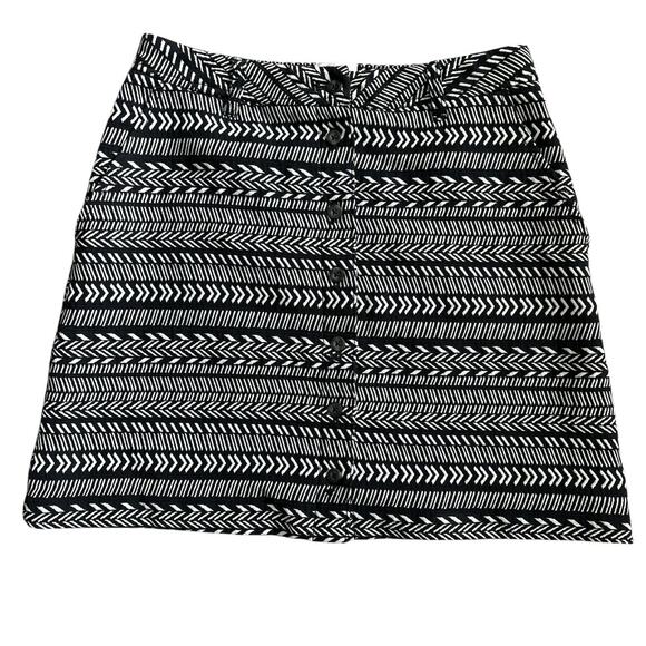 Anthropologie Maeve‎ Front Button Field Notes Skirt Black & White Size 12 - Picture 3 of 7